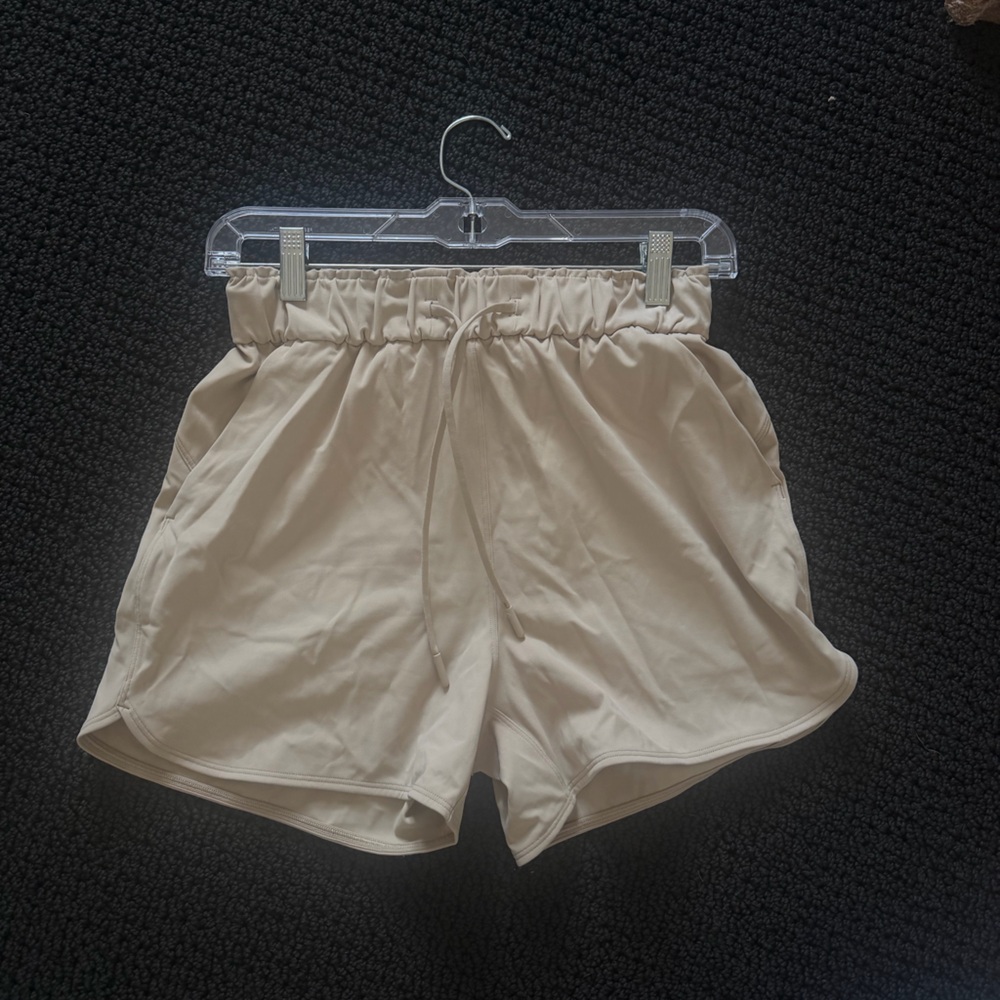 Lululemon Tan High-Waist Drawstring Women’s Shorts